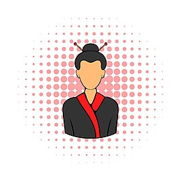 日本美女与半调图案图片