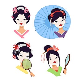 日本女孩头像插画图片