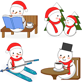 卡通冬季雪人素材