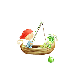 坐在船上的小孩
