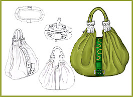 绿色手提包设计图