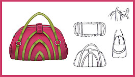 红色手提包设计图