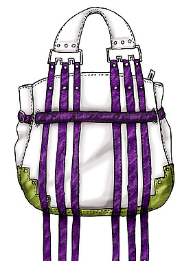 紫色丝带手提包设计图