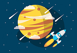 扁平化宇宙航空插画