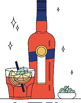 手绘酒类饮料插画