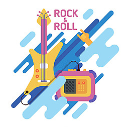 现代创意几何图形吉他摇滚背景