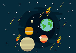 扁平化矢量星球宇宙插画