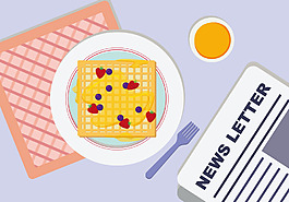 扁平早餐食物插画