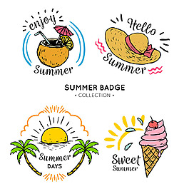 各种彩色夏季元素矢量素材