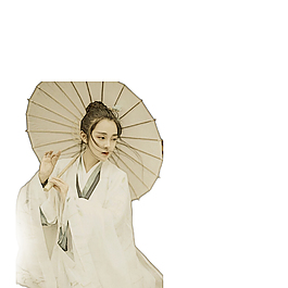复古手绘打伞女子
