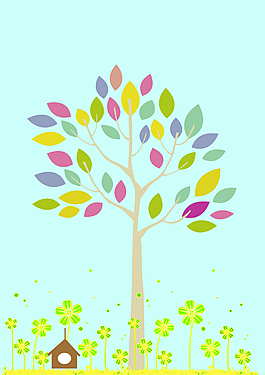 卡通天蓝幼儿园背景EPS