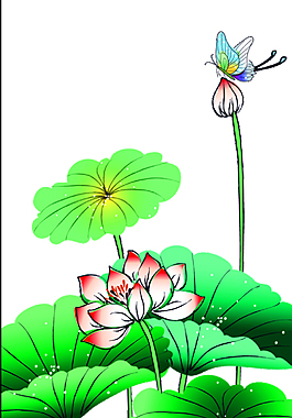 唯美卡通荷花EPS