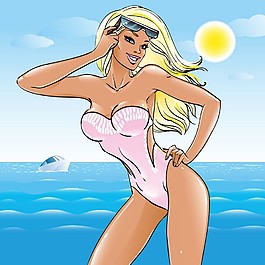 性感泳装美女漫画图片
