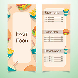 汉堡炸薯条菜单模板矢量素材