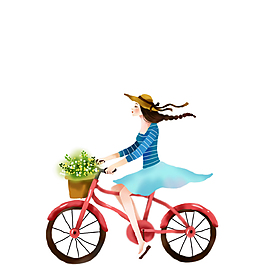 唯美女孩骑自行车