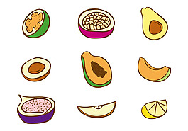 手绘扁平水果素材