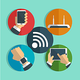 上网设备连接wifi彩色圆形图标