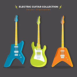 手绘彩色电吉他插图矢量素材