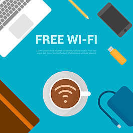 工作场所办公元素wifi背景