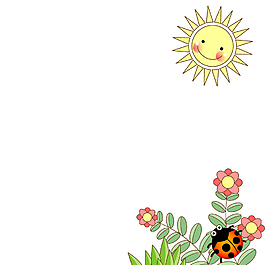 绿叶太阳花朵七星瓢虫
