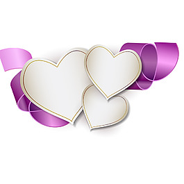 紫色心形情人节元素