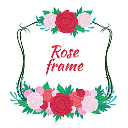 手绘漂亮红玫瑰花边背景