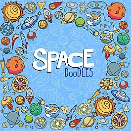 卡通涂鸦行星图案矢量素材下载