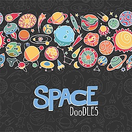 卡通涂鸦行星背景矢量素材下载