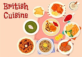 英国美食矢量素材下载