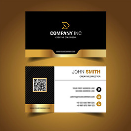 抽象金色几何图形名片设计模板