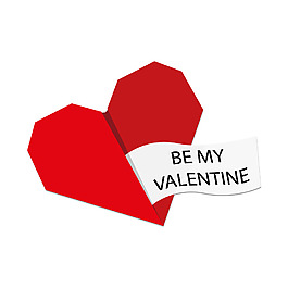 红色心形纸张元素