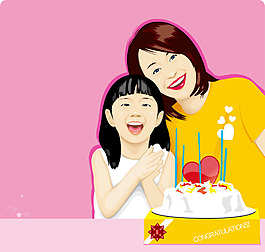 欢乐生日母女背景