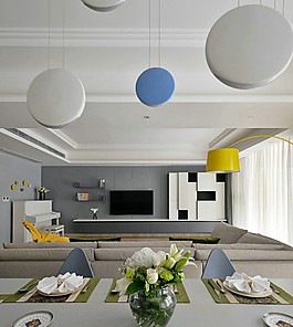 现代台式客厅装修效果图