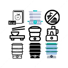 一组食物食品ICON