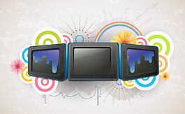 彩色圈圈灰色背景