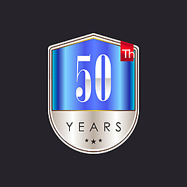 五十周年盾形蓝色背景设计