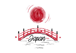 日本风格水彩插画