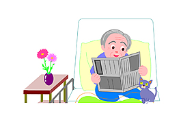 卡通老年人看报EPS