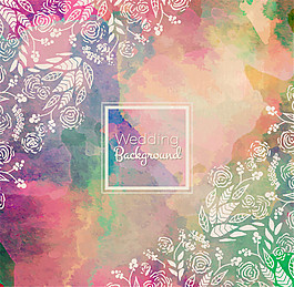 白色玫瑰水彩婚礼背景矢量素材