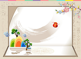 手绘梅花灰色背景