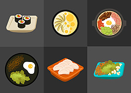 手绘扁平化美食插画