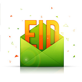 EID绿色信封彩色碎片背景