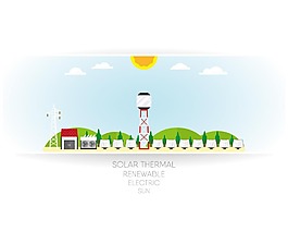 太阳能发电插画背景矢量素材下载