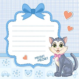 猫咪图案装饰婴儿淋浴卡片矢量素材