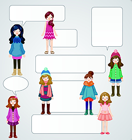 卡通美女对话框EPS