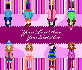 矢量卡通女孩贴图EPS