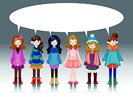 矢量卡通美女EPS