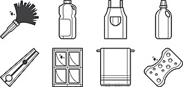 手绘线性清洁用具