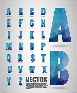 蓝色几何艺术字体矢量素材