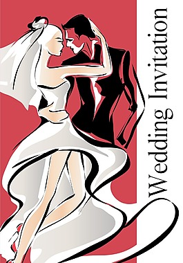 新娘新郎婚礼请柬模板矢量素材